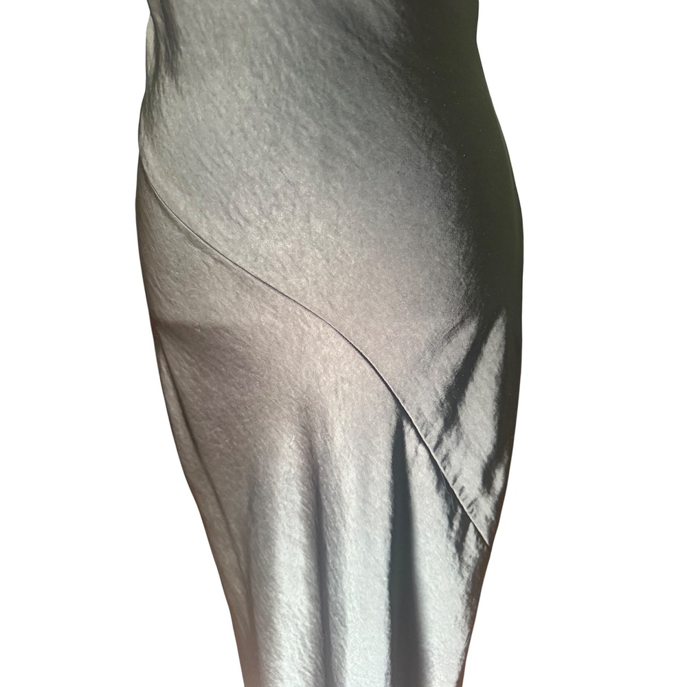 Oak + Fort Black Satin V-Neck Midi Slip Dress luxury high end money Medium - Picture 14 of 15